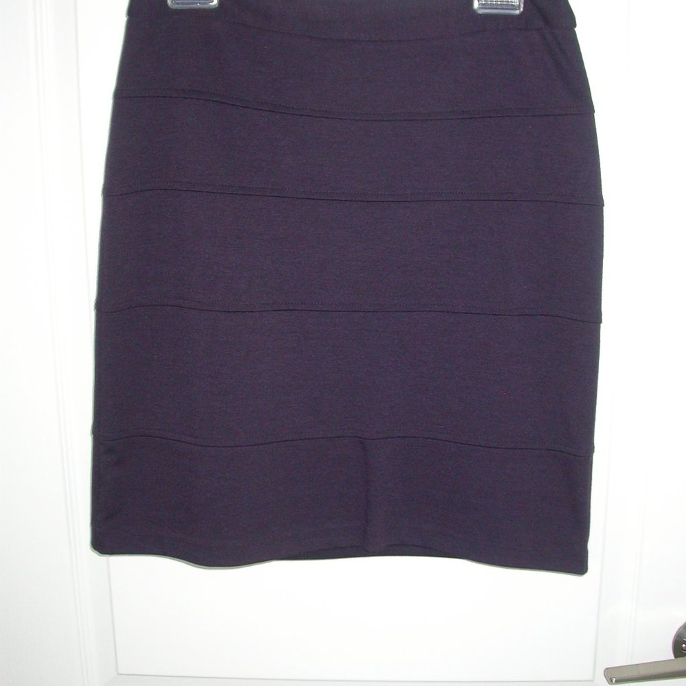Deep Purple Ribbed Knit Bandage Skirt